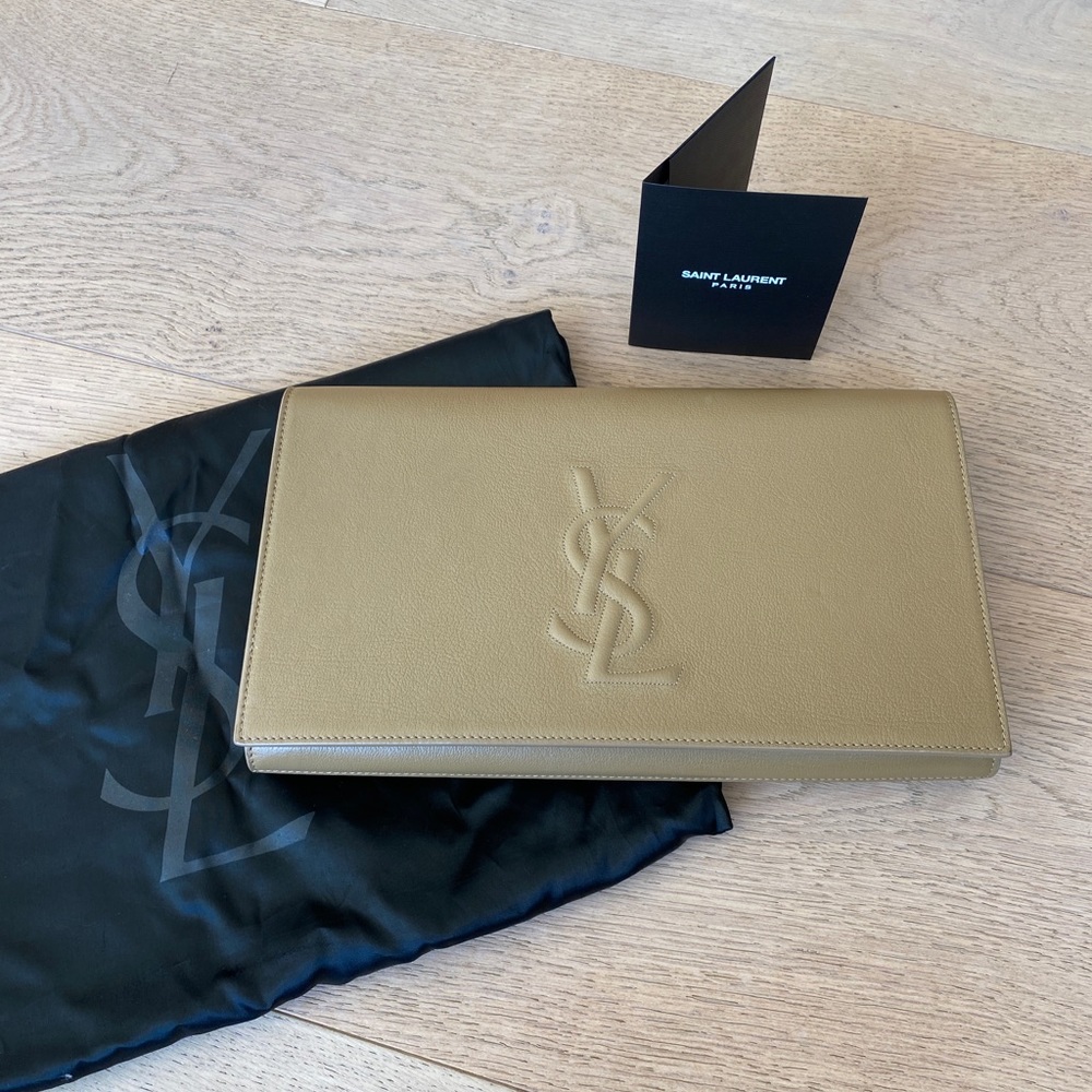 Saint Laurent Belle Du Jour Nude Leather Clutch